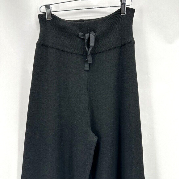 Mer Sea Palazzo Pants Black‎ Sweater Knit Wide Leg Med Recycled Cozy Comfort NWT - Picture 2 of 12